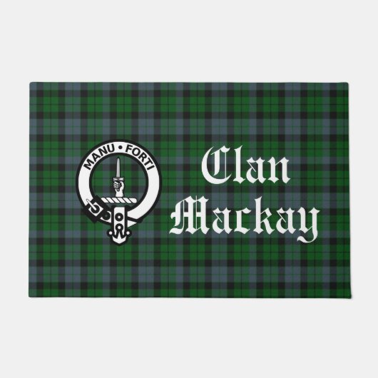 Clan Mackay Wappen Abzeichen & Tartan Front Fußmatte (Vorderseite)