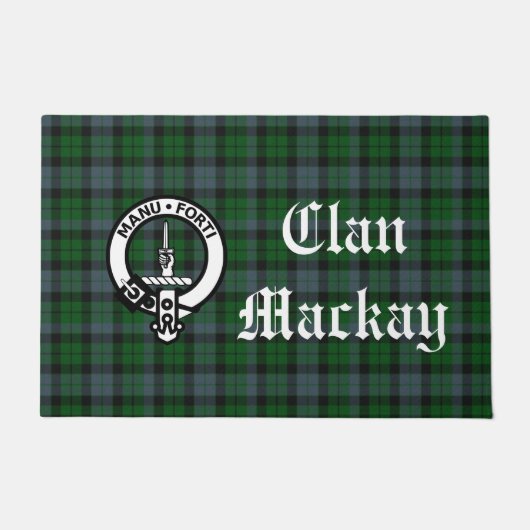 Clan Mackay Wappen Abzeichen & Tartan individuell Fußmatte (Vorderseite)