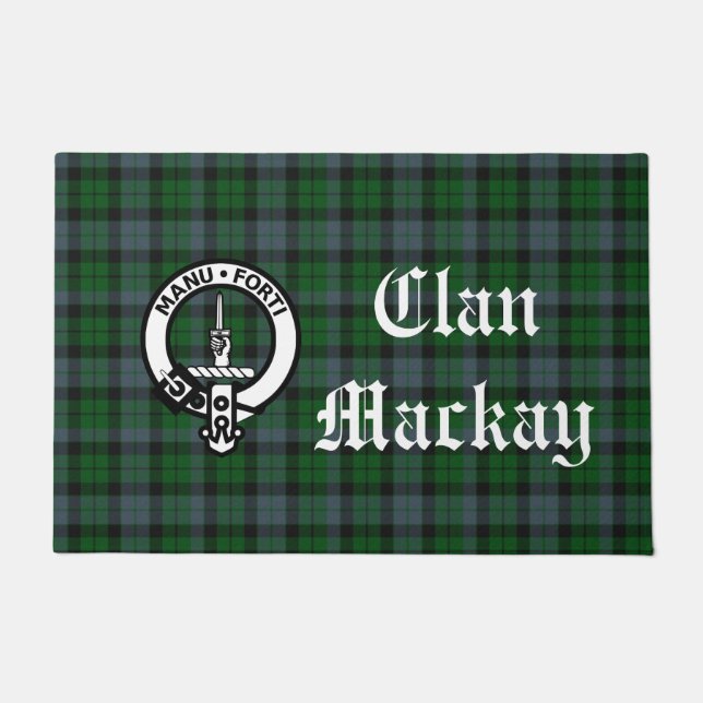 Clan Mackay Wappen Abzeichen & Tartan individuell  Fußmatte (Vorderseite)
