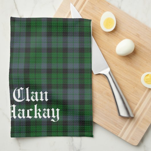 Clan Mackay Wappen Abzeichen & Tartan individuell Geschirrtuch (Viertel Falte)