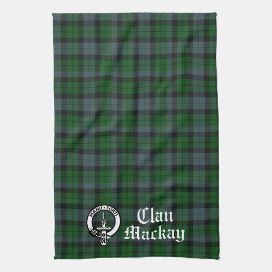 Clan Mackay Wappen Abzeichen & Tartan individuell Geschirrtuch (Vertikal)
