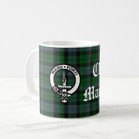 Clan Mackay Wappen Abzeichen & Tartan individuell  Kaffeetasse (Vorderseite Links)