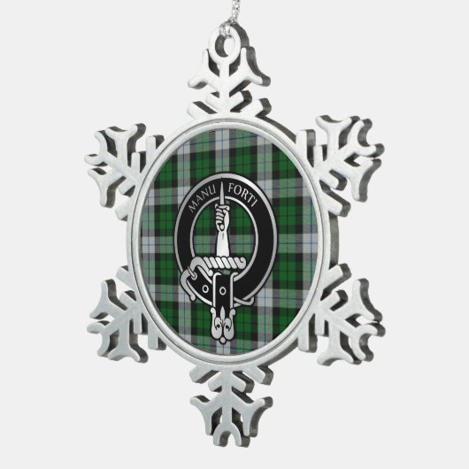 Clan MacKay Wappen & Dress Tartan Snowflake Pewter Schneeflocken Zinn-Ornament (Rechts)