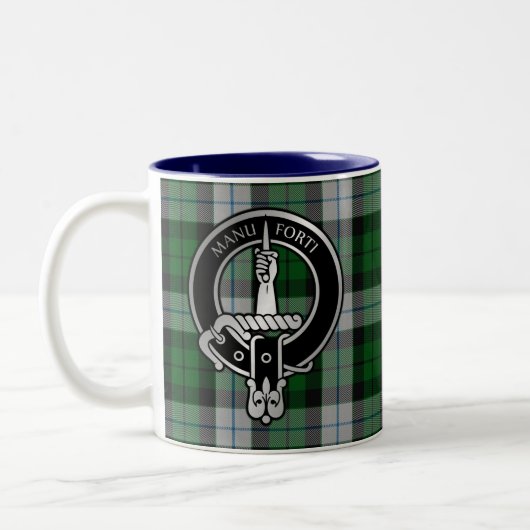Clan MacKay Wappen & Dress Tartan Zwei-Tone-Kaffee Zweifarbige Tasse (Links)