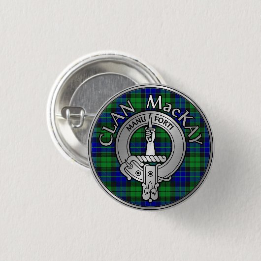 Clan MacKay Wappen & Tartan Button (Vorne & Hinten)