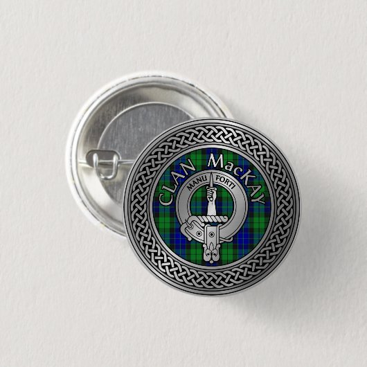 Clan MacKay Wappen & Tartan Knot Button (Vorne & Hinten)