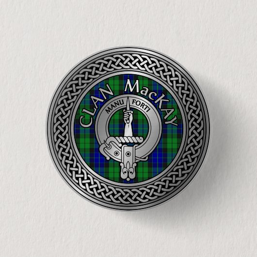 Clan MacKay Wappen & Tartan Knot Button (Vorderseite)