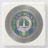 Clan MacKay Wappen & Tartan Knot Stone Untersetzer (Vorderseite)