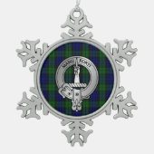 Clan MacKay Wappen & Tartan Schneeflocken Zinn-Ornament (Vorderseite)