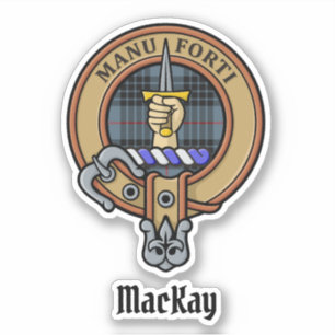 Clan MacKay Wappen über Blue Tartan Aufkleber