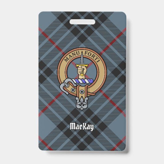 Clan MacKay Wappen über Blue Tartan Ausweis (Vorderseite)