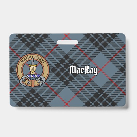 Clan MacKay Wappen über Blue Tartan Ausweis (Front)