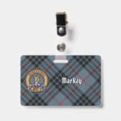 Clan MacKay Wappen über Blue Tartan Ausweis (Front with Clip)