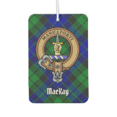 Clan MacKay Wappen über Blue Tartan Autolufterfrischer (Vorderseite)