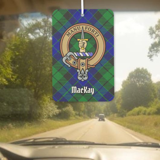 Clan MacKay Wappen über Blue Tartan Autolufterfrischer