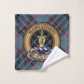 Clan MacKay Wappen über Blue Tartan Badhandtuch Set (Waschlappen)