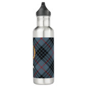 Clan MacKay Wappen über Blue Tartan Edelstahlflasche (Rechts)
