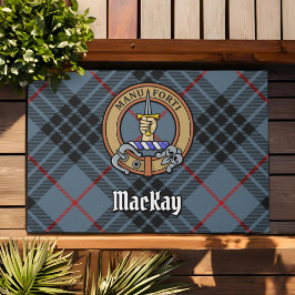 Clan MacKay Wappen über Blue Tartan Fußmatte