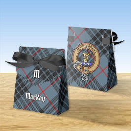 Clan MacKay Wappen über Blue Tartan Geschenkschachtel