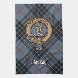 Clan MacKay Wappen über Blue Tartan Geschirrtuch