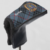 Clan MacKay Wappen über Blue Tartan Golf Headcover (3/4 Vorderseite)