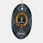 Clan MacKay Wappen über Blue Tartan Keramik Ornament (Rechts)