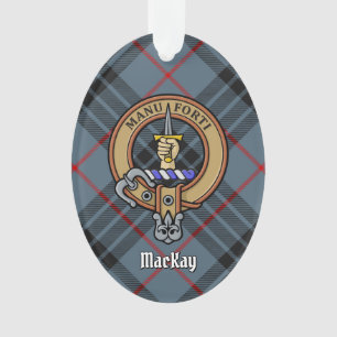 Clan MacKay Wappen über Blue Tartan Ornament