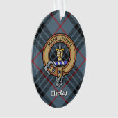 Clan MacKay Wappen über Blue Tartan Ornament (Vorderseite)