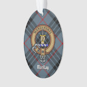 Clan MacKay Wappen über Blue Tartan Ornament (Vorderseite)
