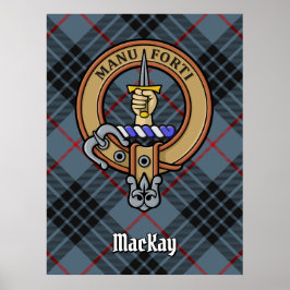 Clan MacKay Wappen über Blue Tartan Poster