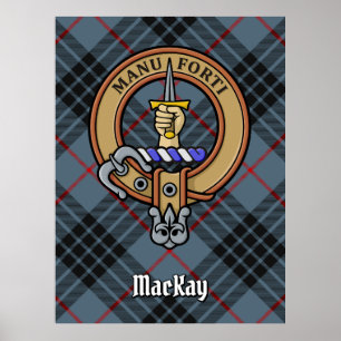 Clan MacKay Wappen über Blue Tartan Poster