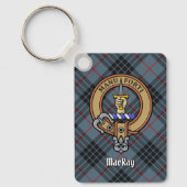 Clan MacKay Wappen über Blue Tartan Schlüsselanhänger (Vorderseite)