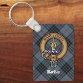 Clan MacKay Wappen über Blue Tartan Schlüsselanhänger (Vorderseite)