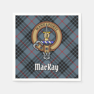 Clan MacKay Wappen über Blue Tartan Serviette