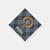 Clan MacKay Wappen über Blue Tartan Serviette (Ecke)