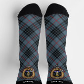 Clan MacKay Wappen über Blue Tartan Socken (Oben)