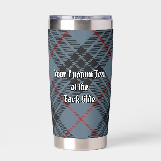 Clan MacKay Wappen über Blue Tartan Thermobecher (Rückseite)