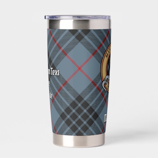 Clan MacKay Wappen über Blue Tartan Thermobecher (Rechts)