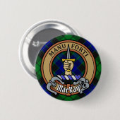 Clan MacKay Wappen über Tartan Button (Vorne & Hinten)