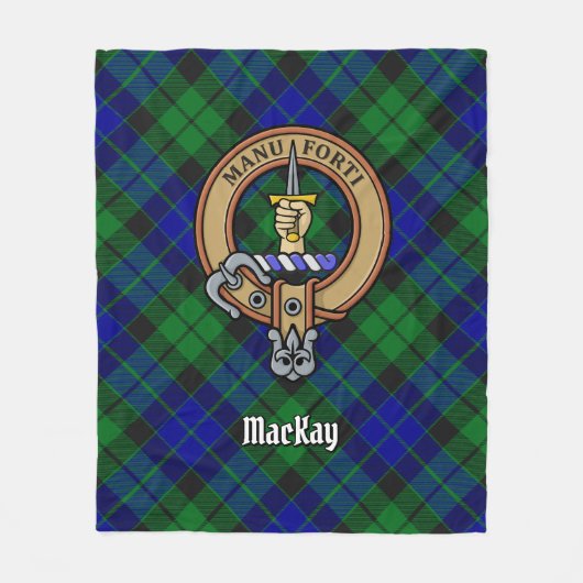 Clan MacKay Wappen über Tartan Fleecedecke (Vorderseite)