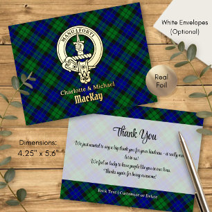 Clan MacKay-Wappen über Tartan Folie Einladungspostkarte