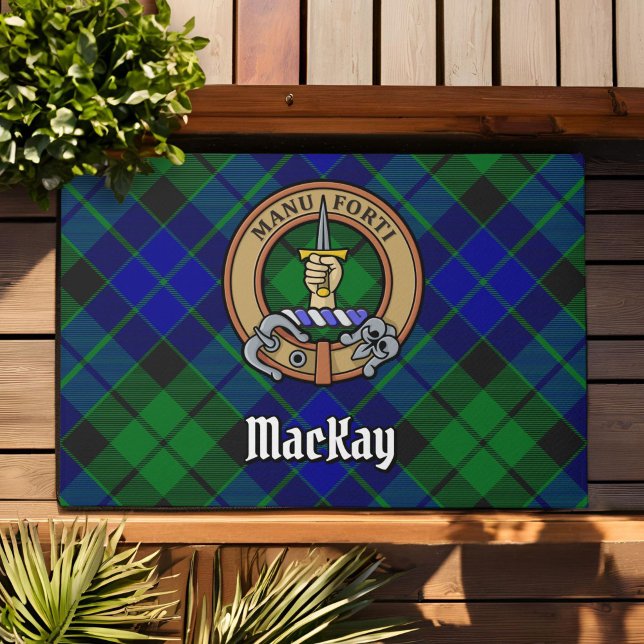 Clan MacKay Wappen über Tartan Fußmatte (Von Creator hochgeladen)