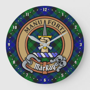 Clan MacKay Wappen über Tartan Große Wanduhr