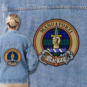 Clan MacKay Wappen über Tartan Jeansjacke