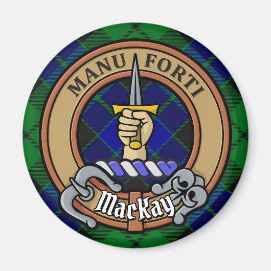 Clan MacKay Wappen über Tartan Magnet (Vorne)