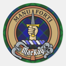 Clan MacKay Wappen über Tartan Runder Aufkleber