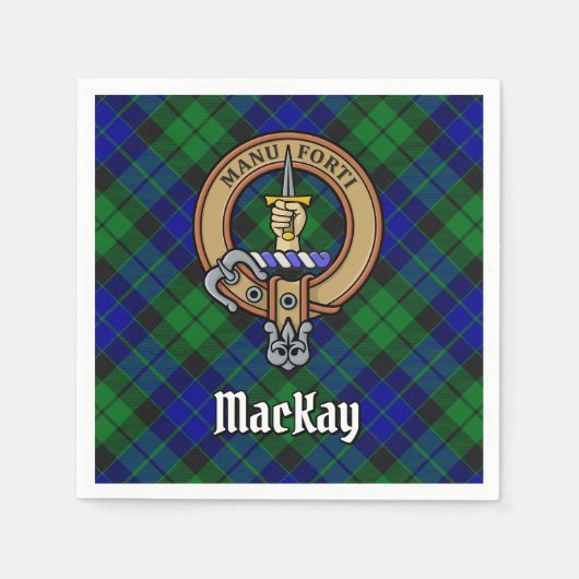 Clan MacKay Wappen über Tartan Serviette (Vorderseite)
