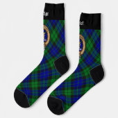 Clan MacKay Wappen über Tartan Socken (Linkes Detail)