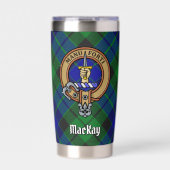 Clan MacKay Wappen über Tartan Thermobecher (Vorderseite)