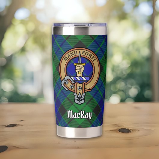 Clan MacKay Wappen über Tartan Thermobecher
